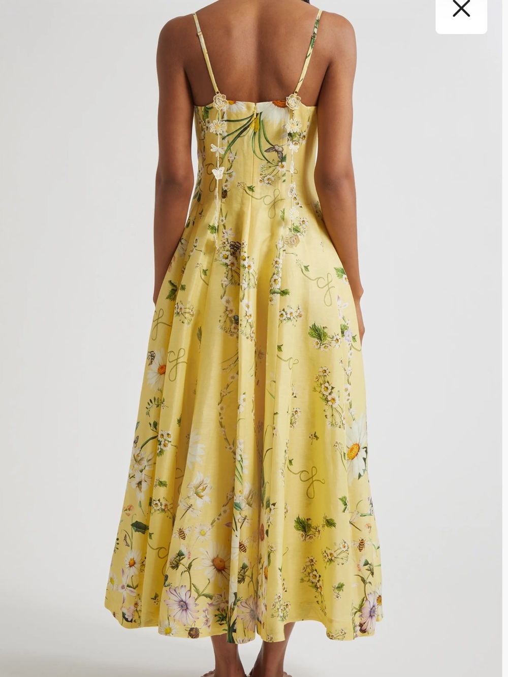 Camilla Yellow Floral Maxi Dress with Spaghetti Ties - Picture 2 of 2